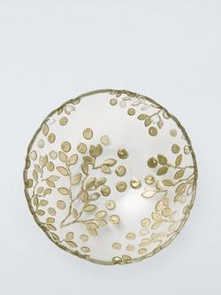 John Lewis Berry Pattern Deep Glass Bowl, 16cm, Gold - view 2, Gold