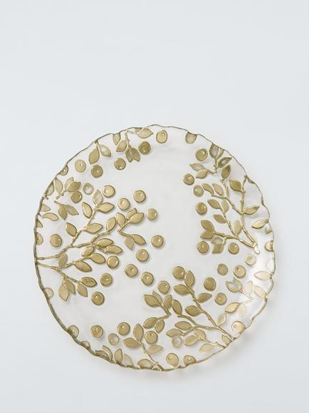 John Lewis Berry Pattern Glass Side Plate, 21cm, Gold, Clear