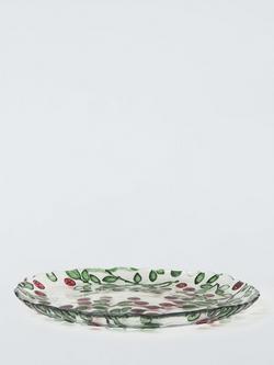 John Lewis Christmas Foliage Glass Side Plate, 21cm, Green/Red - view 2, Multi