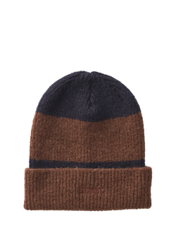 forét Alpine Ribbed Beanie, Navy/Dark Brown Str