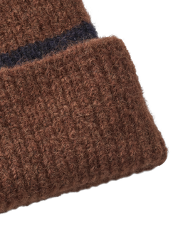 forét Alpine Ribbed Beanie - view 2, Navy/Dark Brown Str