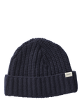 forét Chunky Rib Knit Wool Blend Beanie Hat, Navy