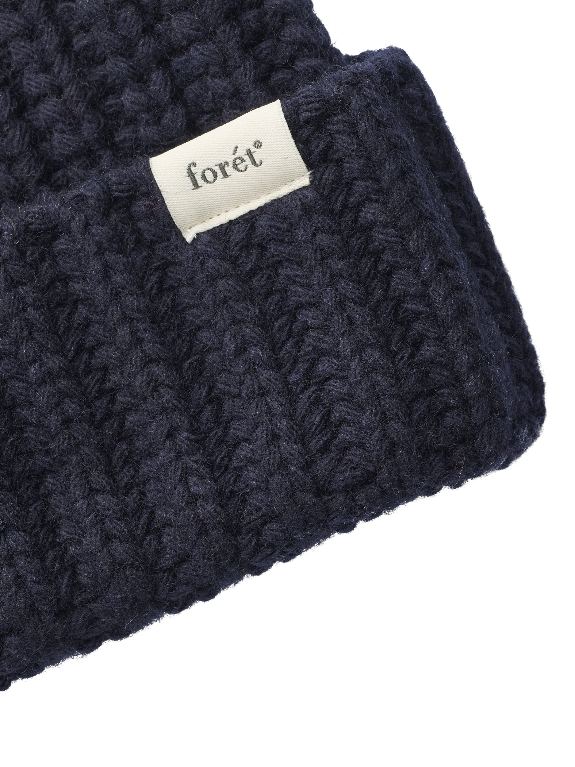 Product image 2 of 2, which shows forét Chunky Rib Knit Wool Blend Beanie Hat, Navy
