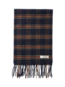 forét Check Wool Scarf, Navy, Navy Check