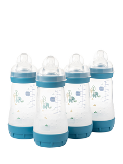 MAM Easy Start Anti-Colic Self-Sterilising Baby Bottles, 260ml, Pack of 4, Blue