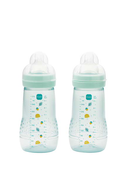 MAM Easy Active Baby Bottles, 270ml, Pack of 2, Blue