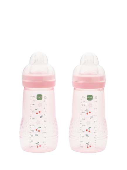 MAM Easy Active Baby Bottles, 270ml, Pack of 2, Pink