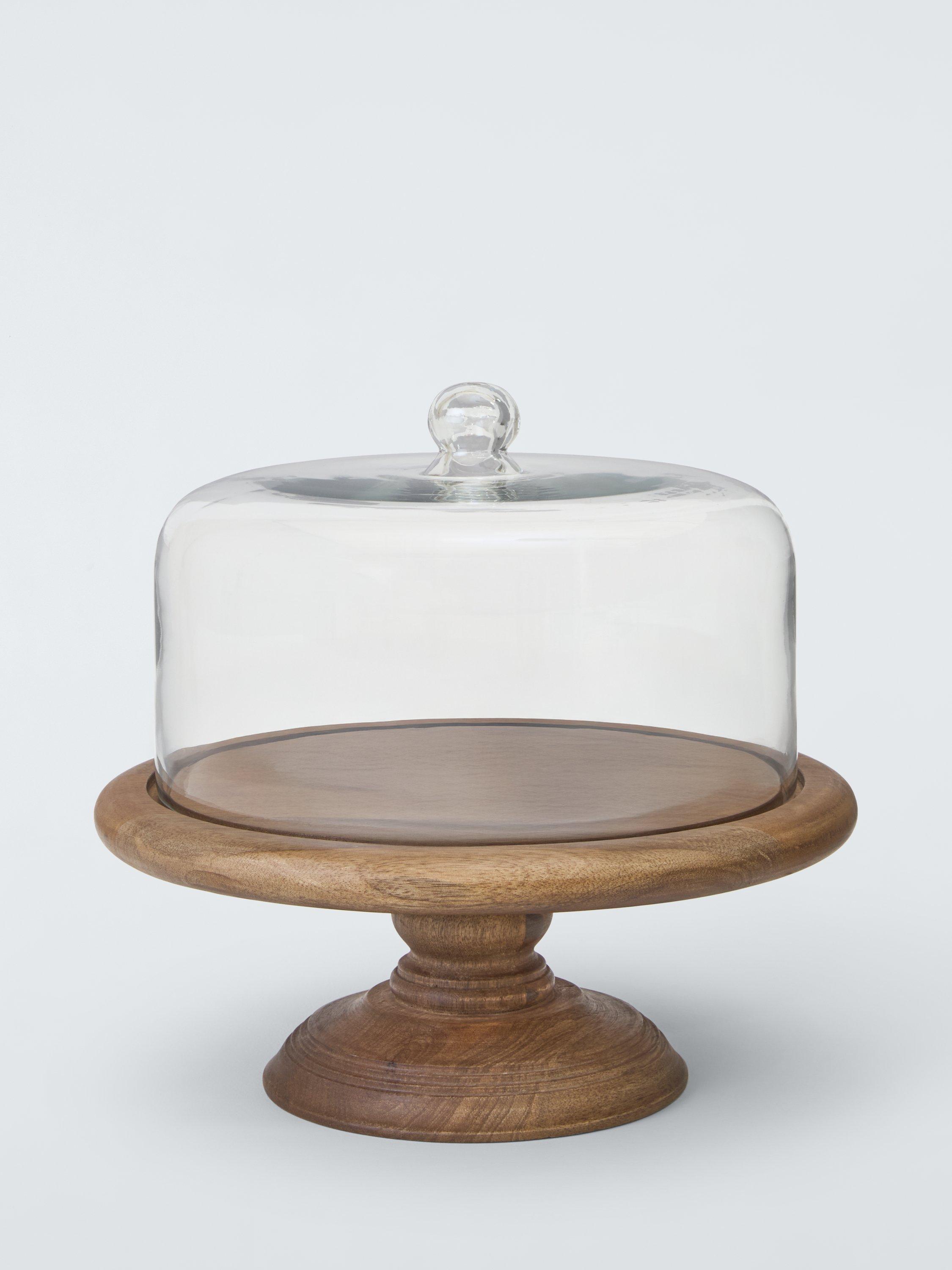 John Lewis x Sanderson Wood Cake Stand Glass Dome, 35cm