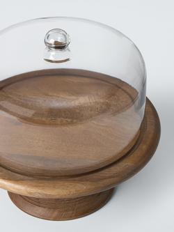 John Lewis x Sanderson Wood Cake Stand & Glass Dome, 35cm, FSC-Certified (Mango Wood) - view 2, 