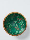 John Lewis Foliage Mango Wood Salad Bowl, 24cm, Natural/Dark Green