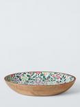 John Lewis Christmas Foliage Mango Wood Serving Bowl, 44cm, Natural/Green