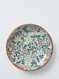 John Lewis Christmas Foliage Mango Wood Serving Bowl, 44cm, Natural/Green