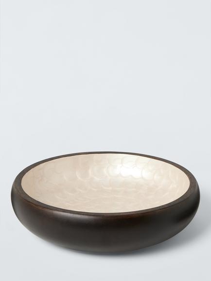 John Lewis Mango Wood Serving Bowl, 30.5cm, White Pearl, White Pearl