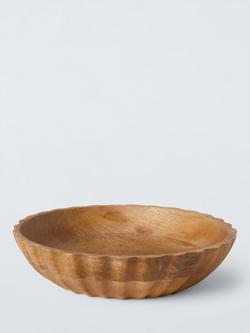 John Lewis Scalloped Mango Wood Shallow Serving Bowl, 32.5cm, Natural, Natural