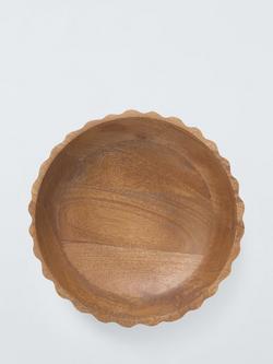 John Lewis Scalloped Mango Wood Shallow Serving Bowl, 32.5cm, Natural - view 2, Natural