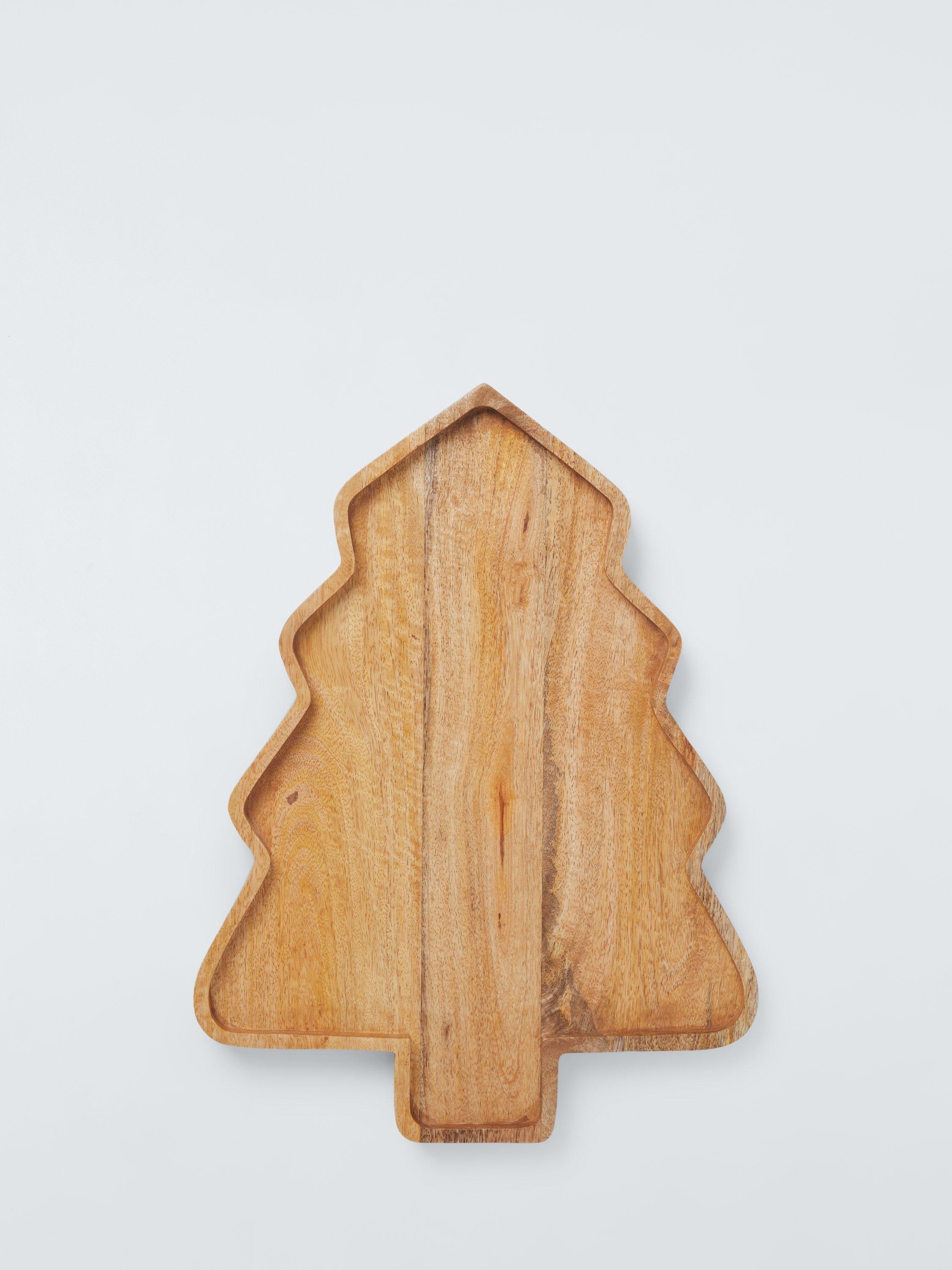 John Lewis Christmas Tree Mango Wood Serving Dish, 41cm, Natural