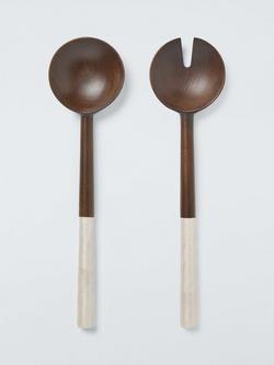 John Lewis White Pearl Handle Salad Serving Spoons, FSC-Certified (Mango Wood), White Pearl
