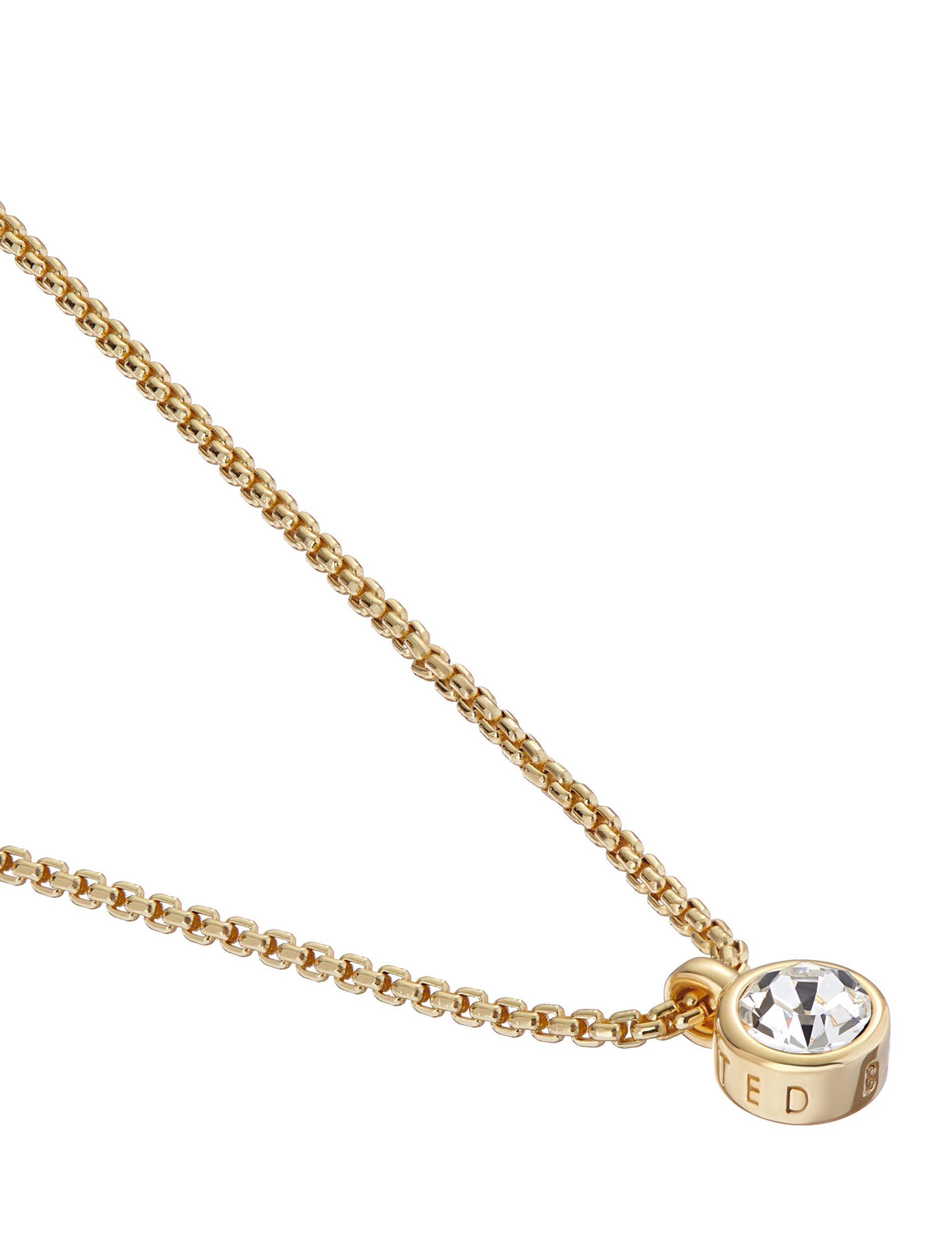 Product image 4 of 4, which shows Ted Baker Sininaa Crystal Pendant Necklace, Gold