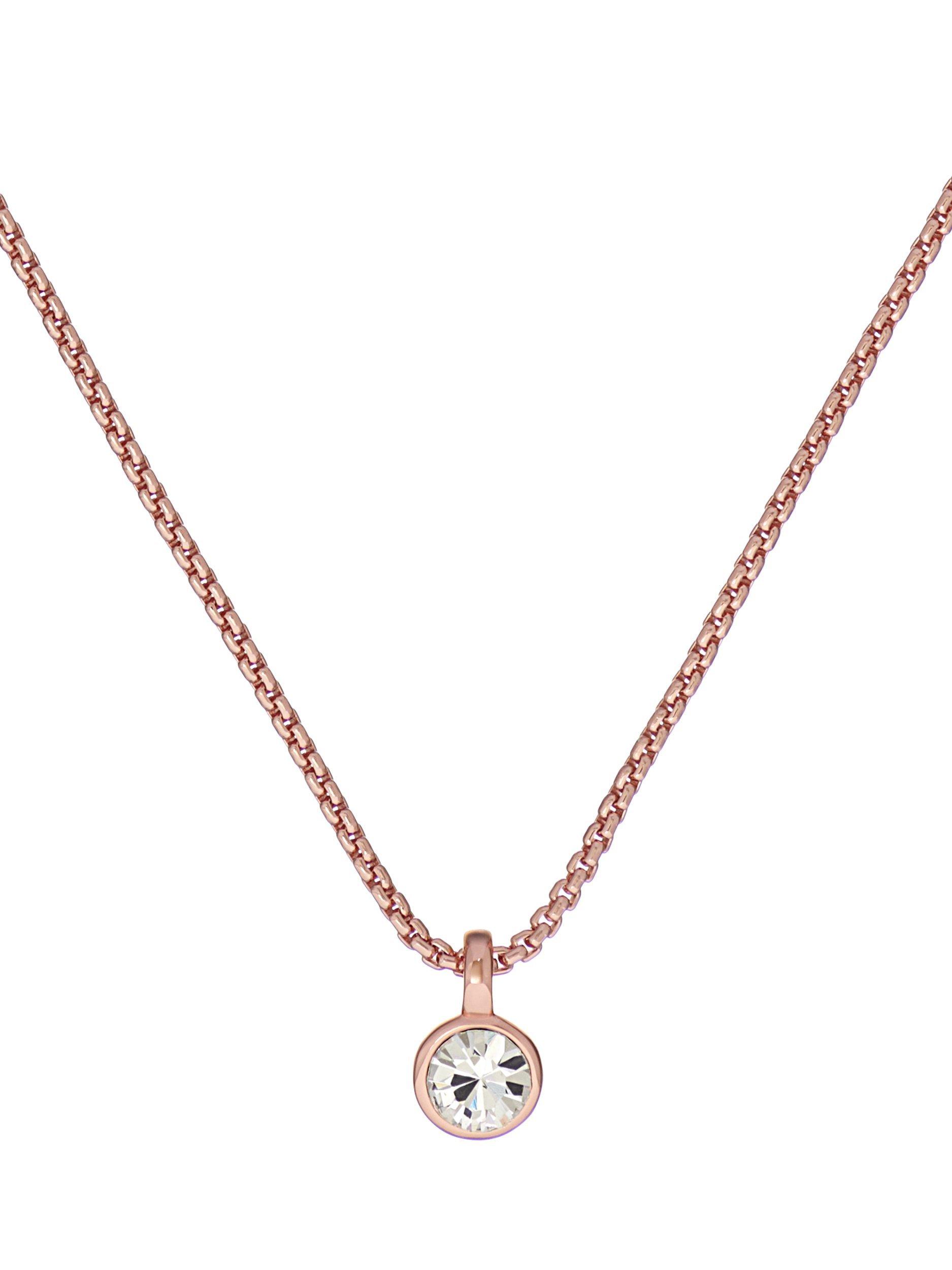 Product image 1 of 4, which shows Ted Baker Sininaa Crystal Pendant Necklace, Rose Gold