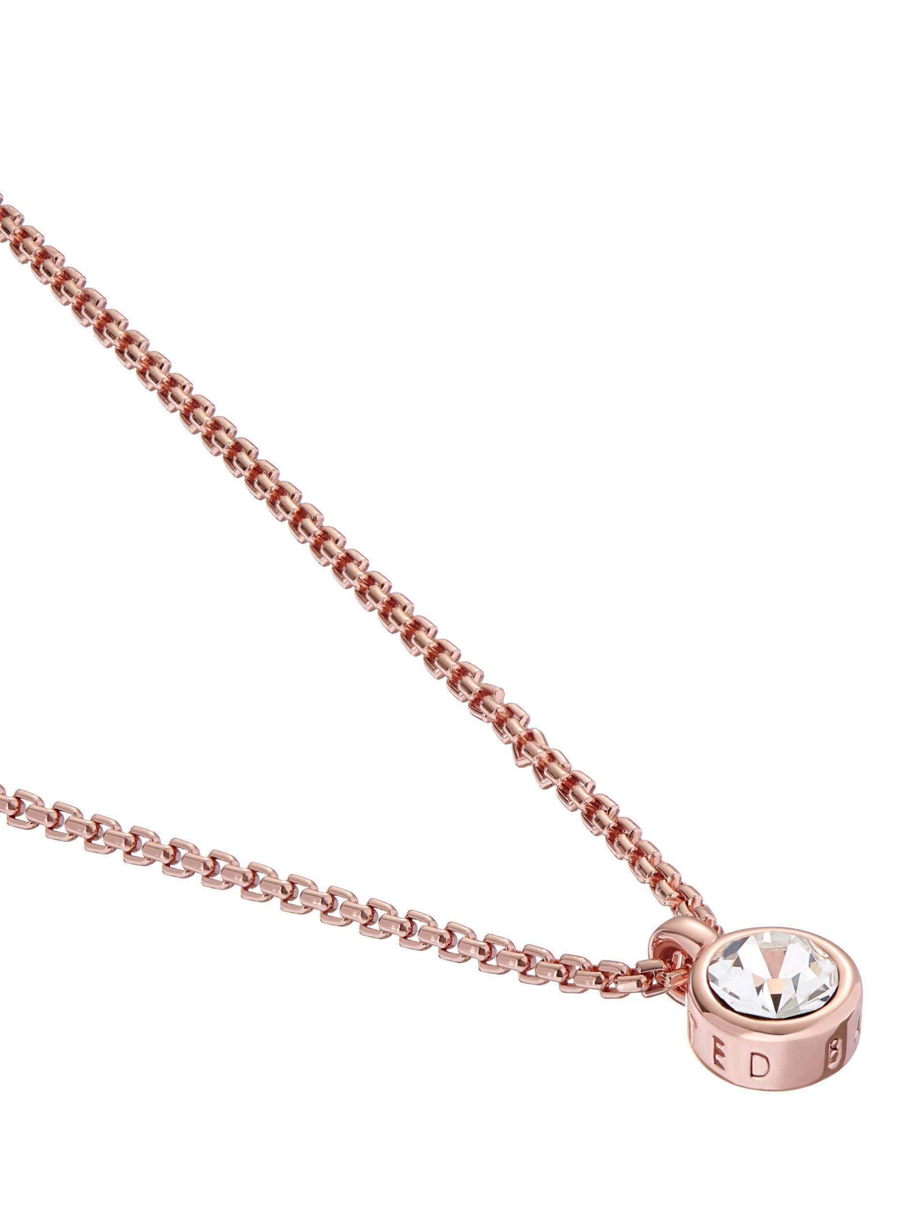 Product image 2 of 4, which shows Ted Baker Sininaa Crystal Pendant Necklace, Rose Gold