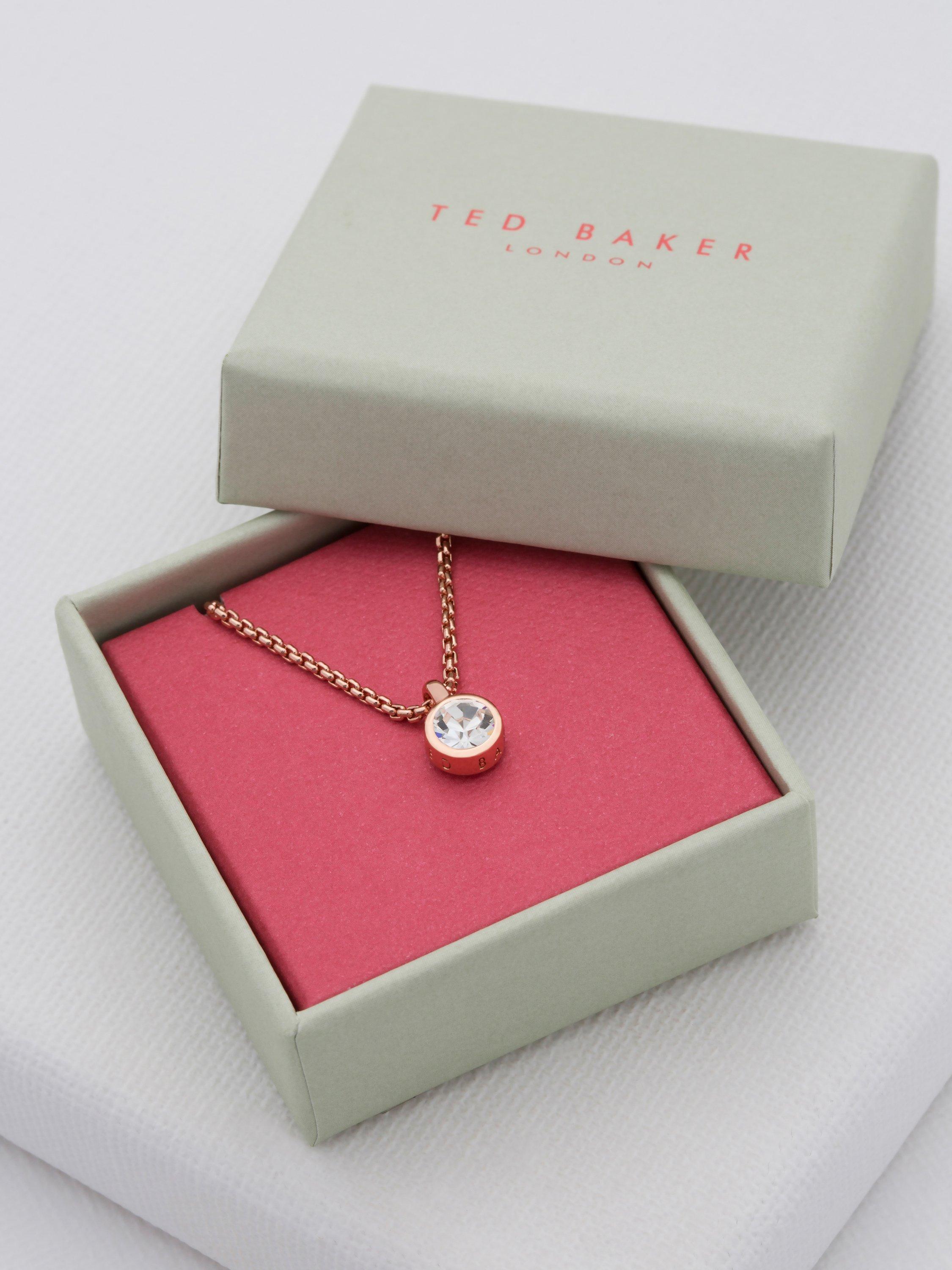 Product image 4 of 4, which shows Ted Baker Sininaa Crystal Pendant Necklace, Rose Gold