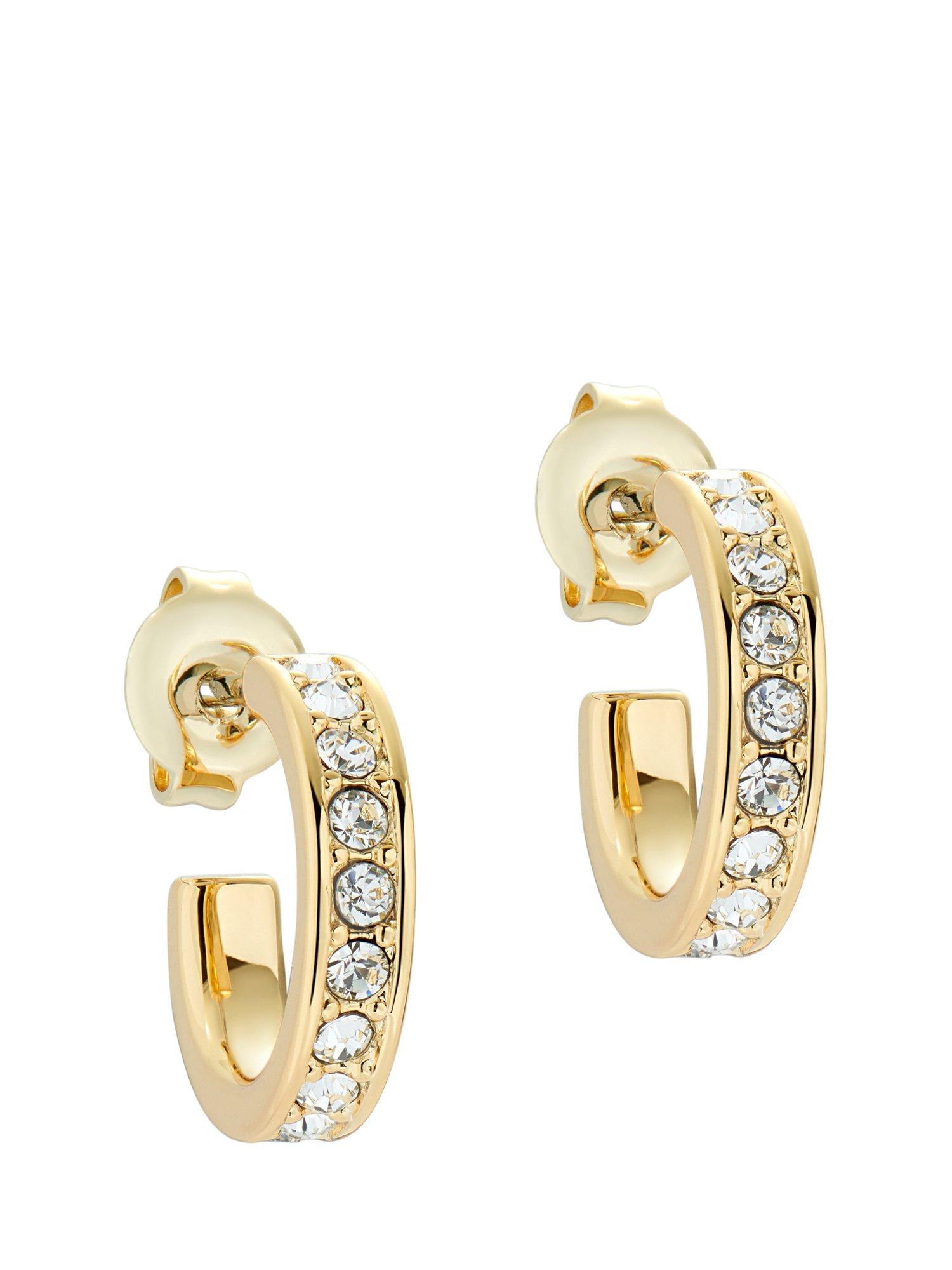 Product image 1 of 4, which shows Ted Baker Seenita Crystal Nano Hoop Earrings, Gold