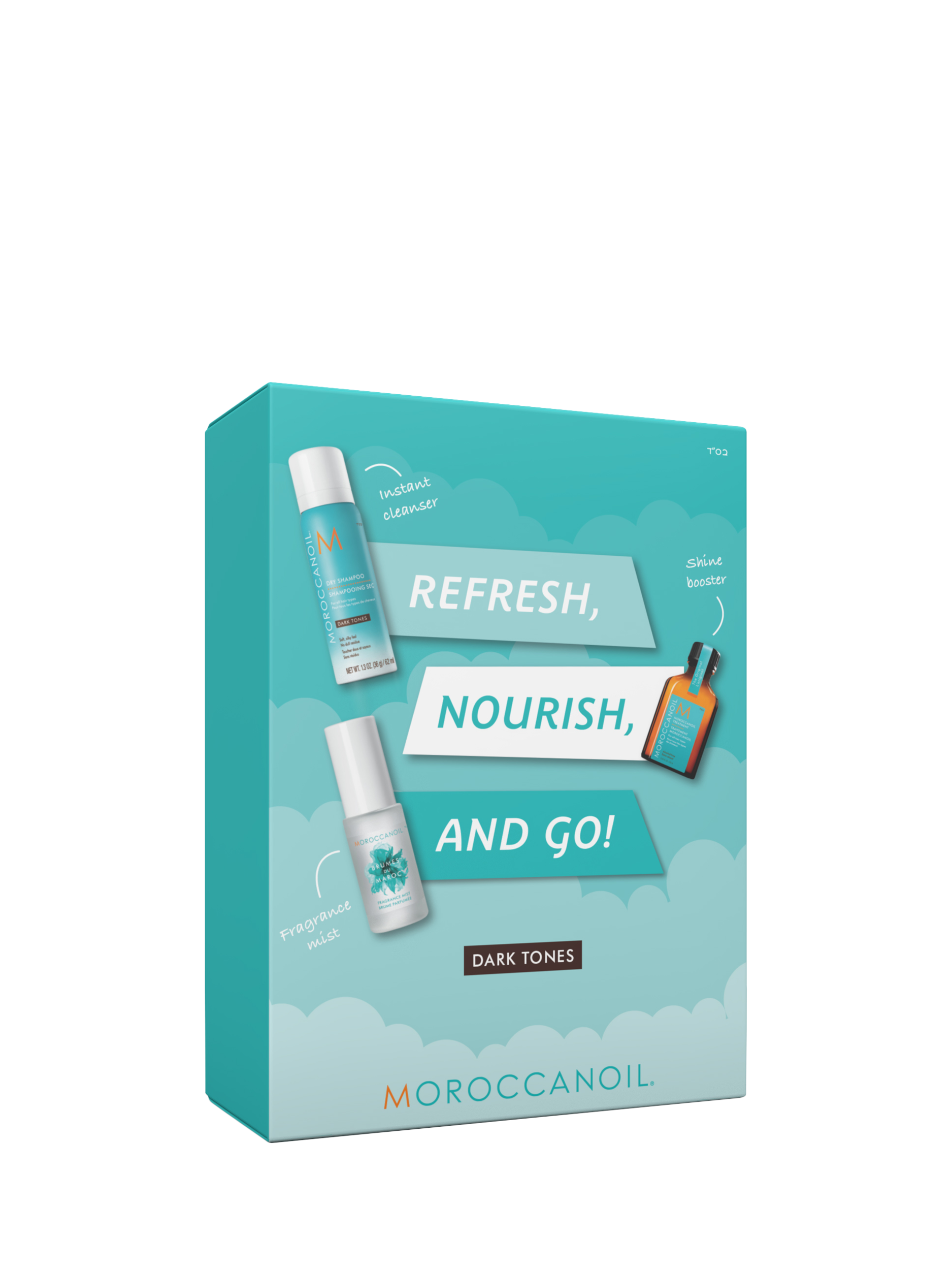 Product image 1 of 6, which shows Moroccanoil Refresh, Nourish and Go Dark Tones Haircare Gift Set