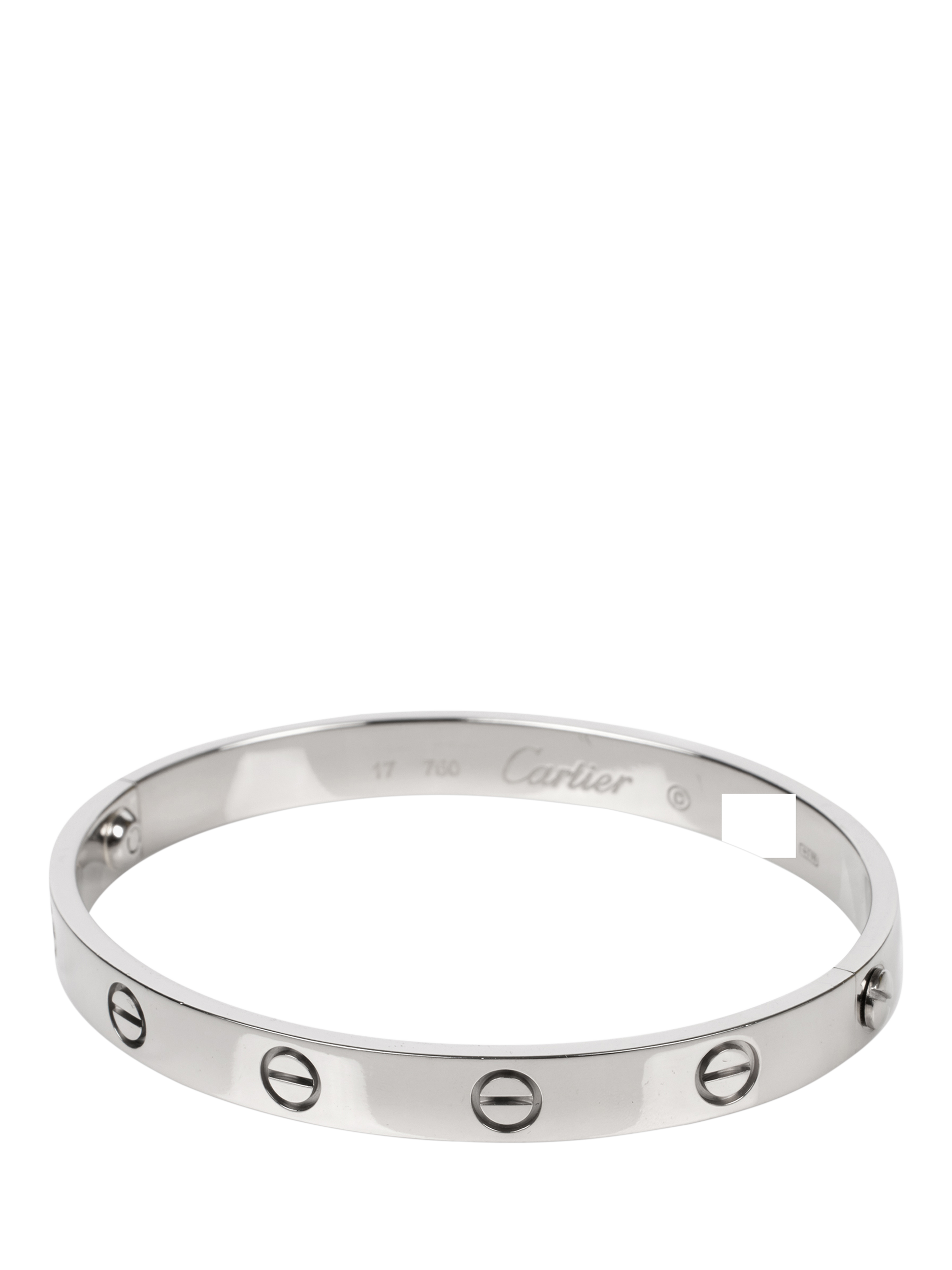 Product image 1 of 6, which shows Pre-loved Cartier 18ct White Gold Love Bangle, 17cm