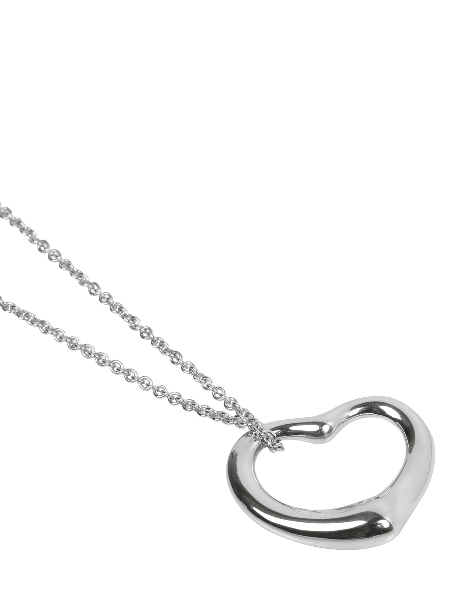 Product image 3 of 5, which shows Pre-loved Tiffany & Co. Sterling Silver 22mm Elsa Peretti Open Heart Pendant Necklace