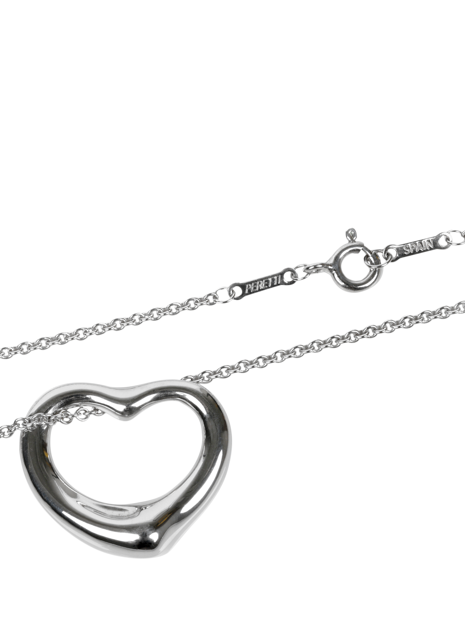Product image 4 of 5, which shows Pre-loved Tiffany & Co. Sterling Silver 22mm Elsa Peretti Open Heart Pendant Necklace