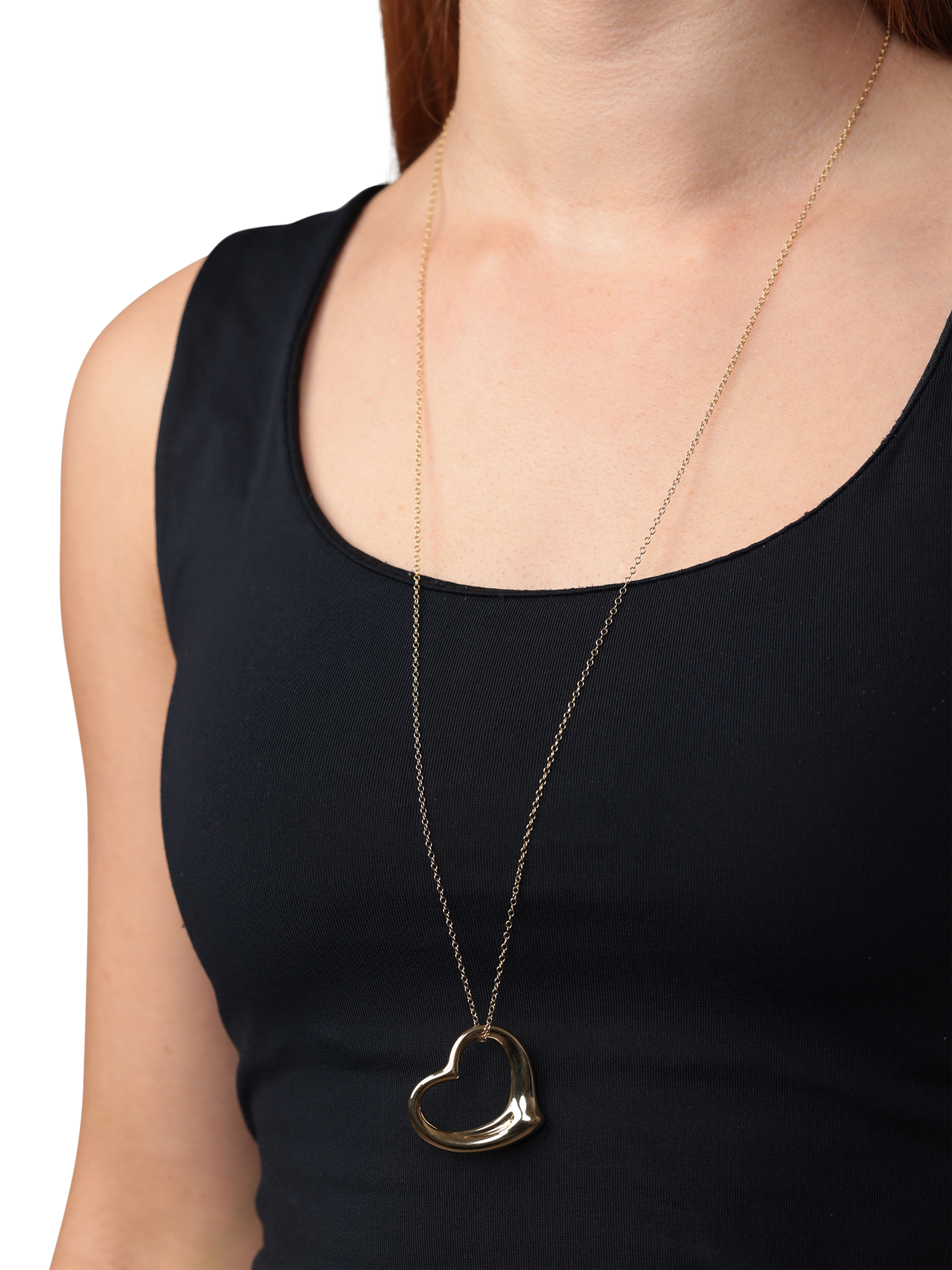 Product image 2 of 5, which shows Pre-loved Tiffany & Co. 18ct Yellow Gold 35mm Elsa Peretti Open Heart Pendant Necklace