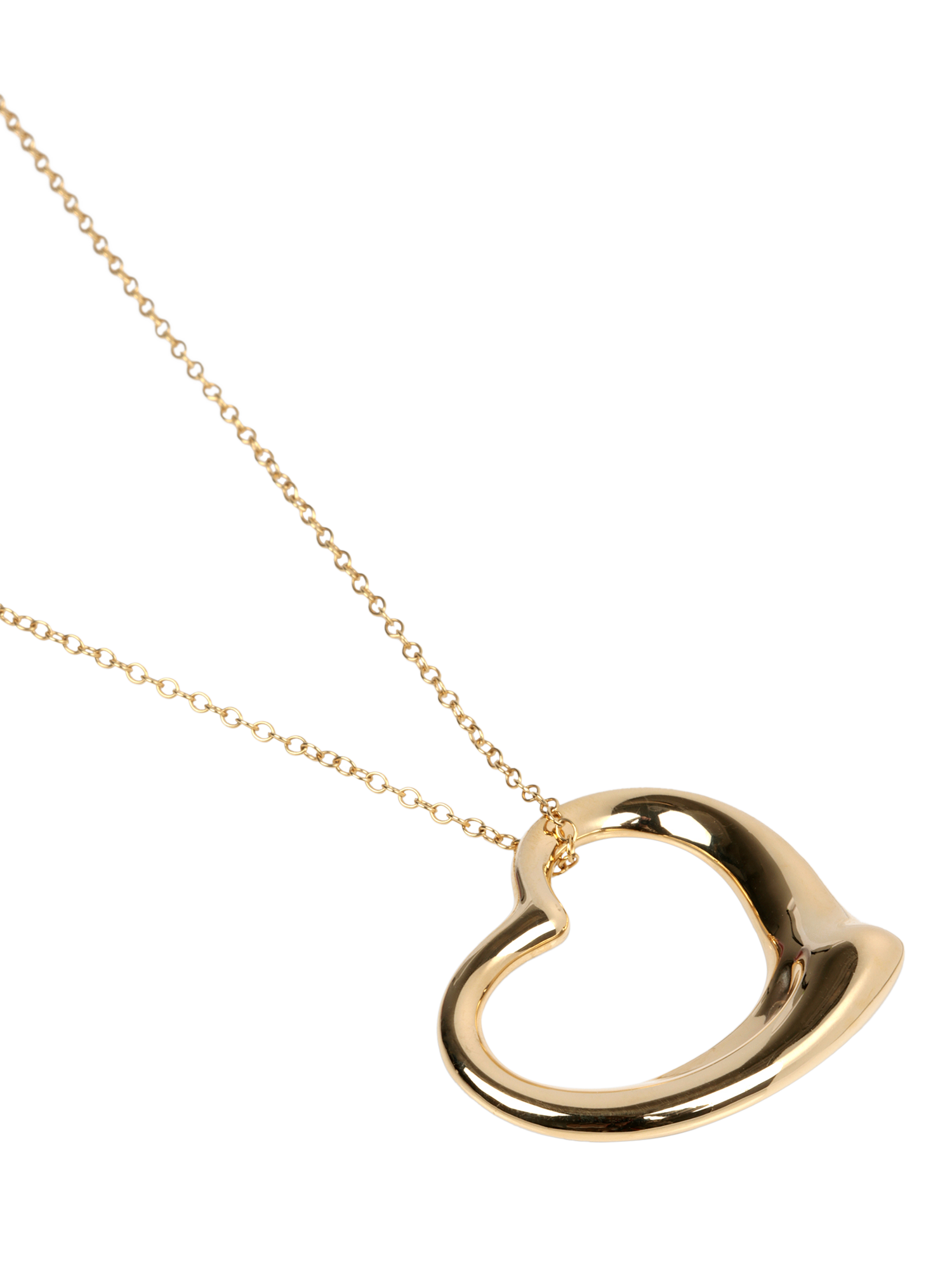 Product image 3 of 5, which shows Pre-loved Tiffany & Co. 18ct Yellow Gold 35mm Elsa Peretti Open Heart Pendant Necklace