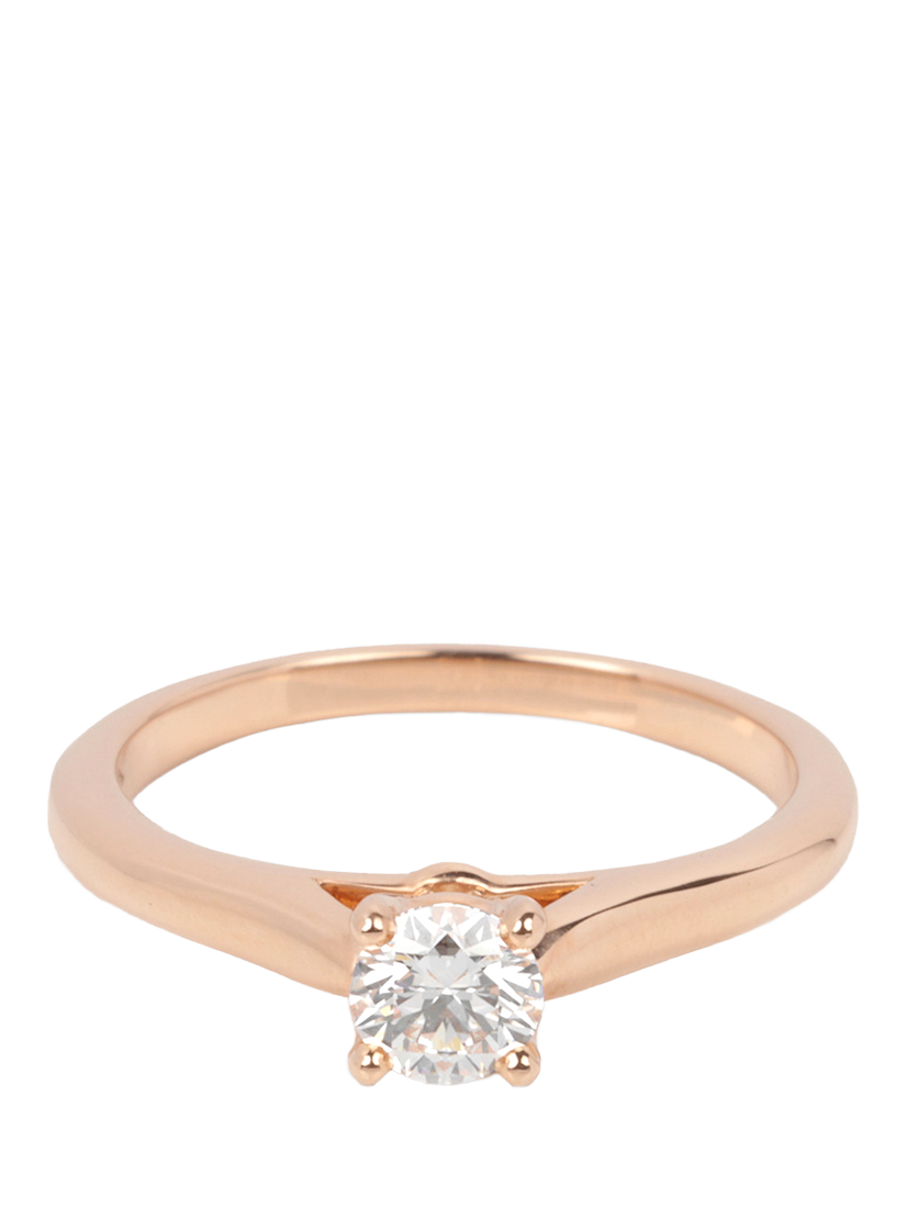 Product image 2 of 7, which shows Pre-loved Cartier 0.24ct Brilliant Cut Solitaire Diamond 18ct Rose Gold 1895 Ring, Size H