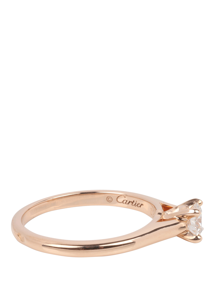 Product image 3 of 7, which shows Pre-loved Cartier 0.24ct Brilliant Cut Solitaire Diamond 18ct Rose Gold 1895 Ring, Size H