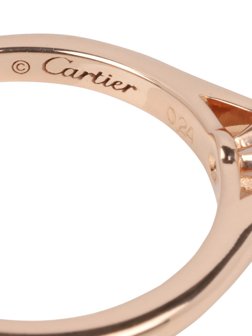 Product image 4 of 7, which shows Pre-loved Cartier 0.24ct Brilliant Cut Solitaire Diamond 18ct Rose Gold 1895 Ring, Size H
