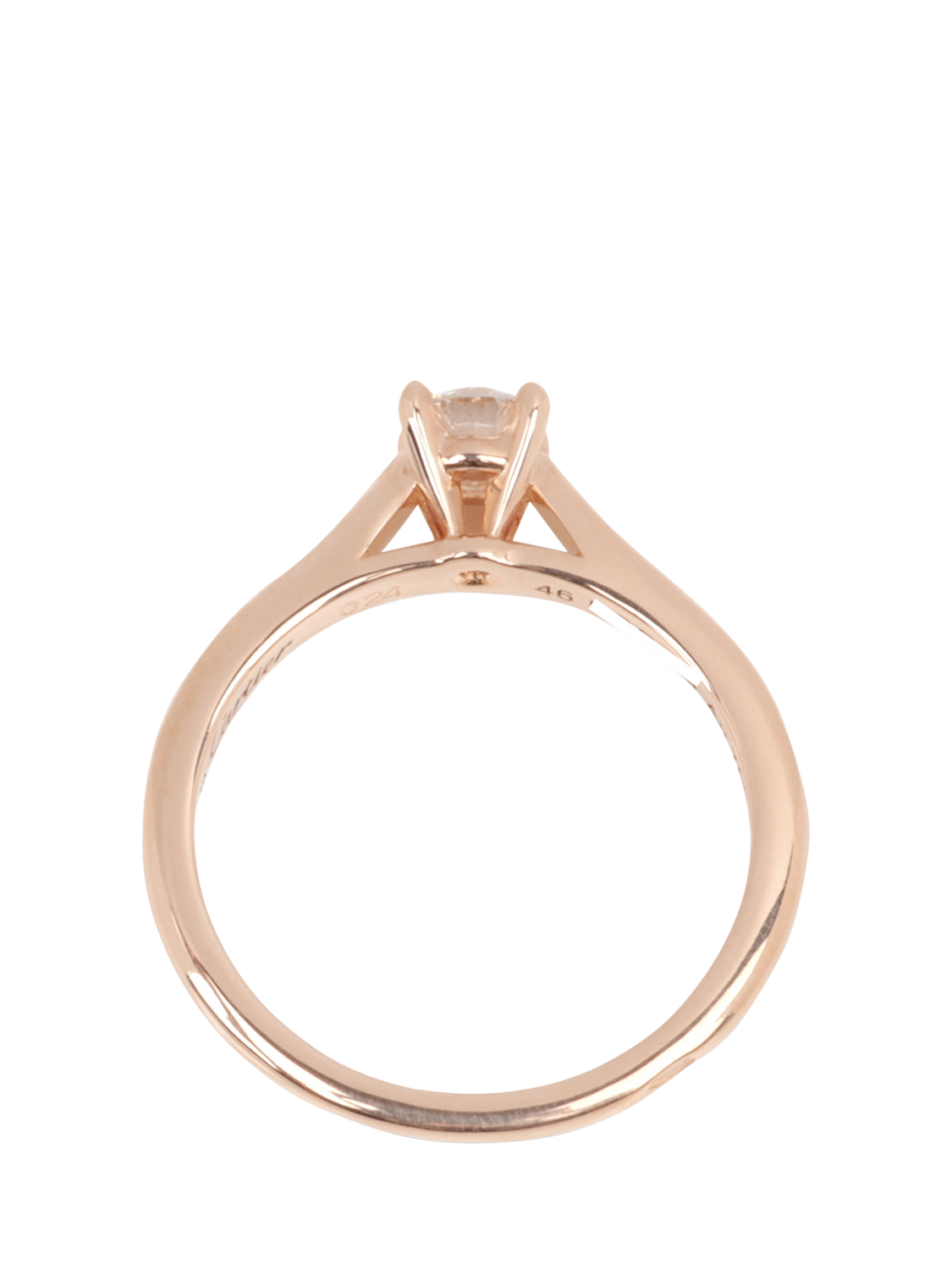 Product image 5 of 7, which shows Pre-loved Cartier 0.24ct Brilliant Cut Solitaire Diamond 18ct Rose Gold 1895 Ring, Size H