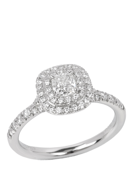 Pre-loved Tiffany & Co. 0.24ct Cushion Cut Diamond Platinum Soleste Ring, Size H1/2, Platinum