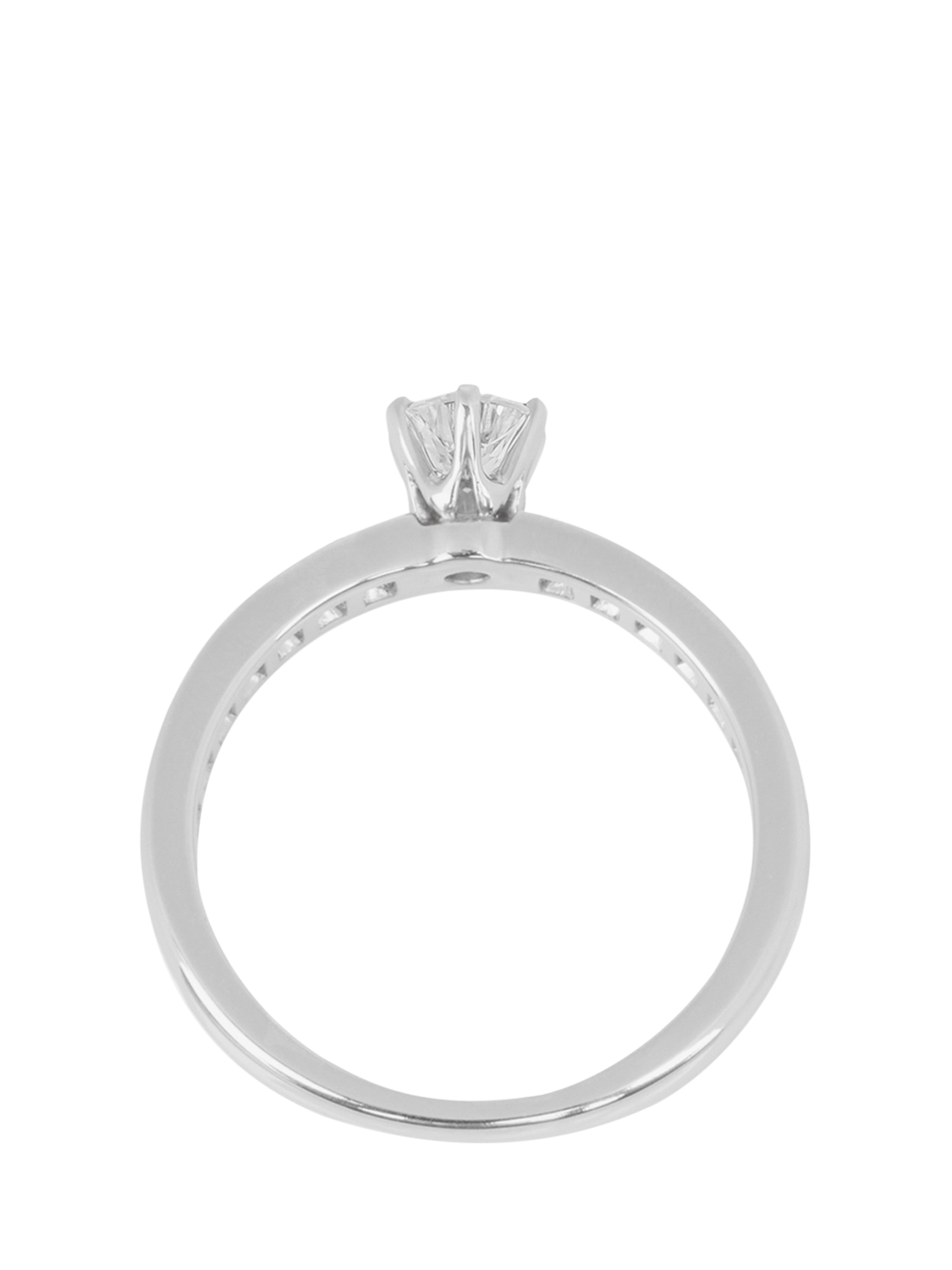 Product image 6 of 7, which shows Pre-loved Tiffany & Co. Brilliant Cut 0.30ct with Diamond Shoulder Platinum Tiffany Setting Ring, Size I