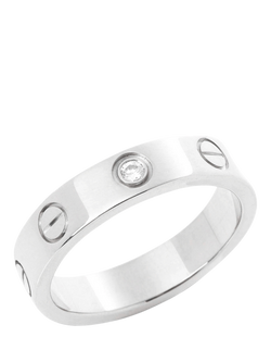Pre-loved Cartier 1 Diamond 18ct White Gold Love Wedding Band Ring, Size I 1/2, White Gold