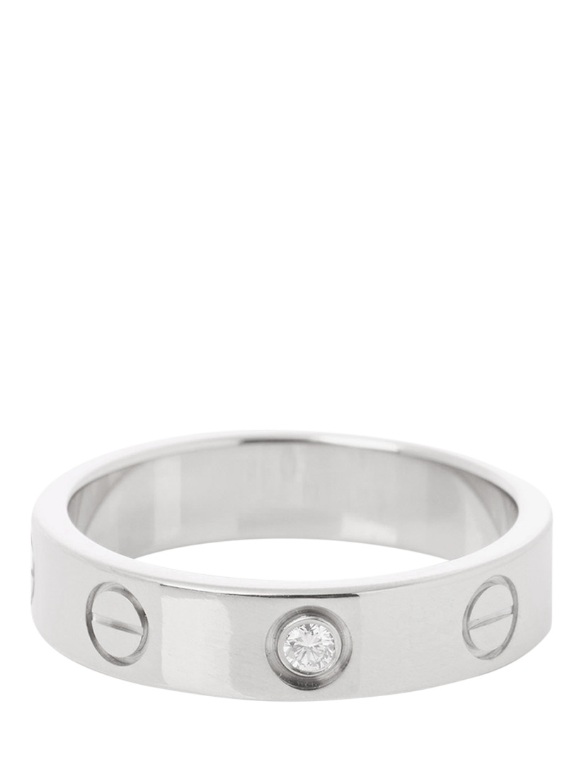 Product image 3 of 6, which shows Pre-loved Cartier 1 Diamond 18ct White Gold Love Wedding Band Ring, Size I 1/2
