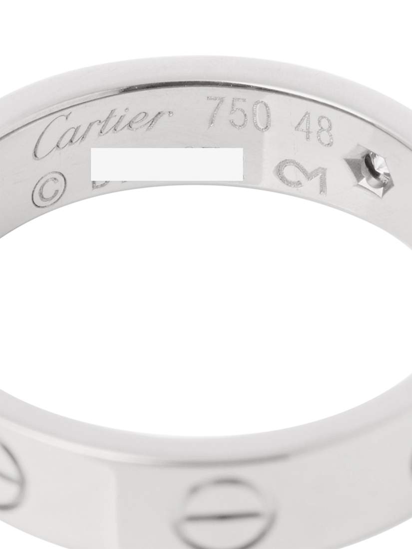 Product image 4 of 6, which shows Pre-loved Cartier 1 Diamond 18ct White Gold Love Wedding Band Ring, Size I 1/2