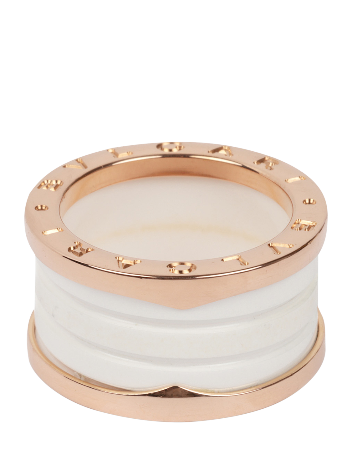 Product image 2 of 5, which shows Pre-loved Bulgari 18ct Rose Gold & White Ceramic B.zero1 Ring, Size M