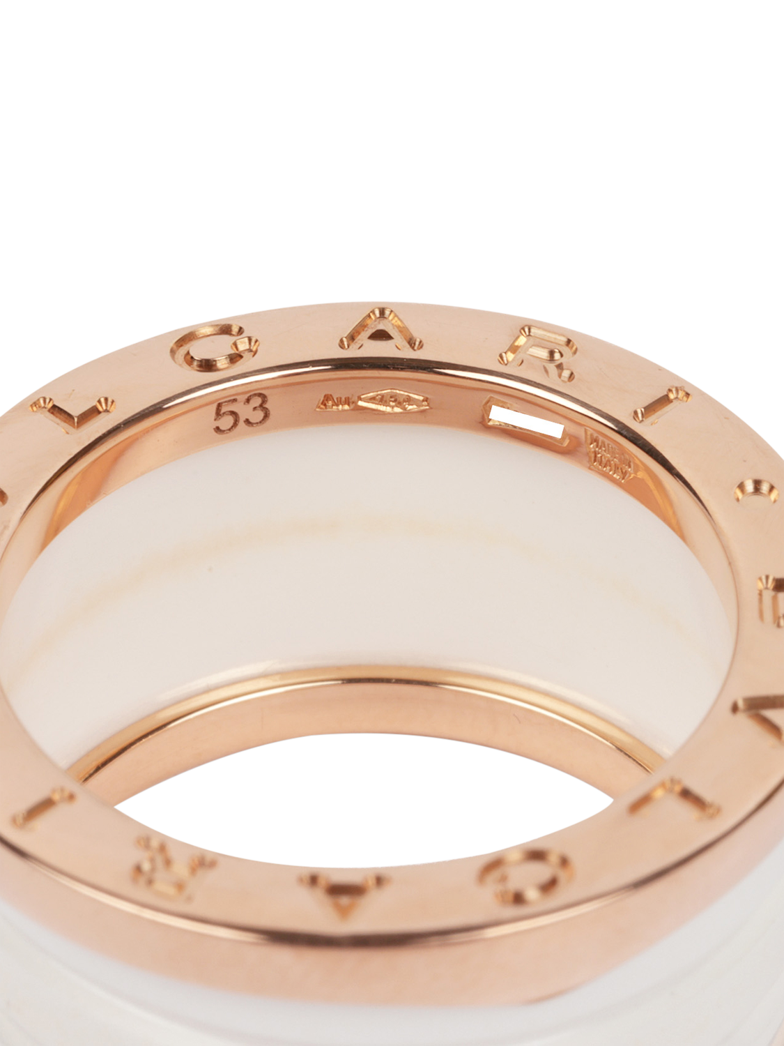 Product image 3 of 5, which shows Pre-loved Bulgari 18ct Rose Gold & White Ceramic B.zero1 Ring, Size M