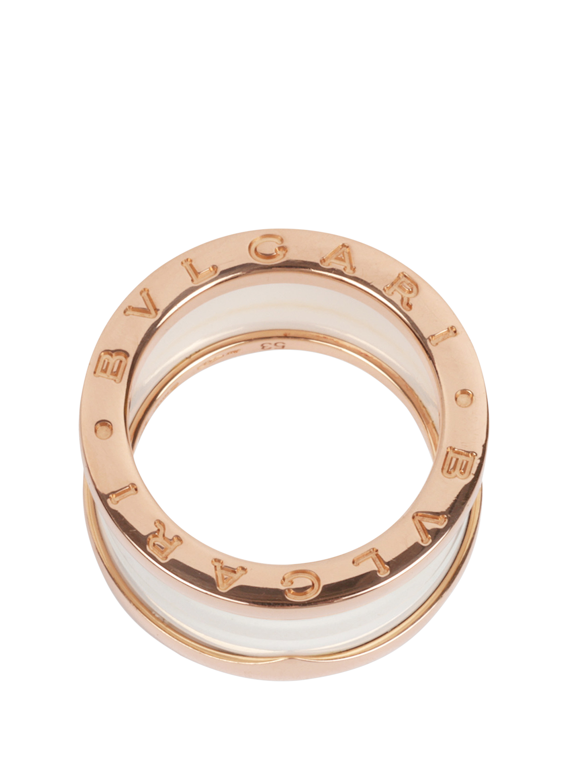 Product image 4 of 5, which shows Pre-loved Bulgari 18ct Rose Gold & White Ceramic B.zero1 Ring, Size M
