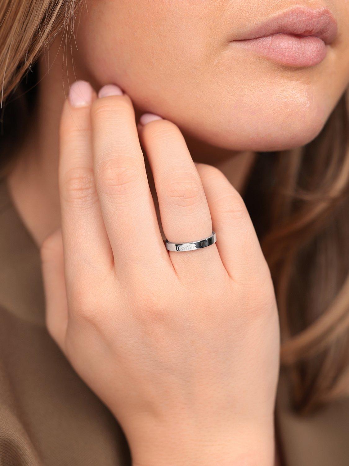 Product image 2 of 11, which shows Pre-loved Cartier Platinum C de Cartier Wedding Band Ring, Size L