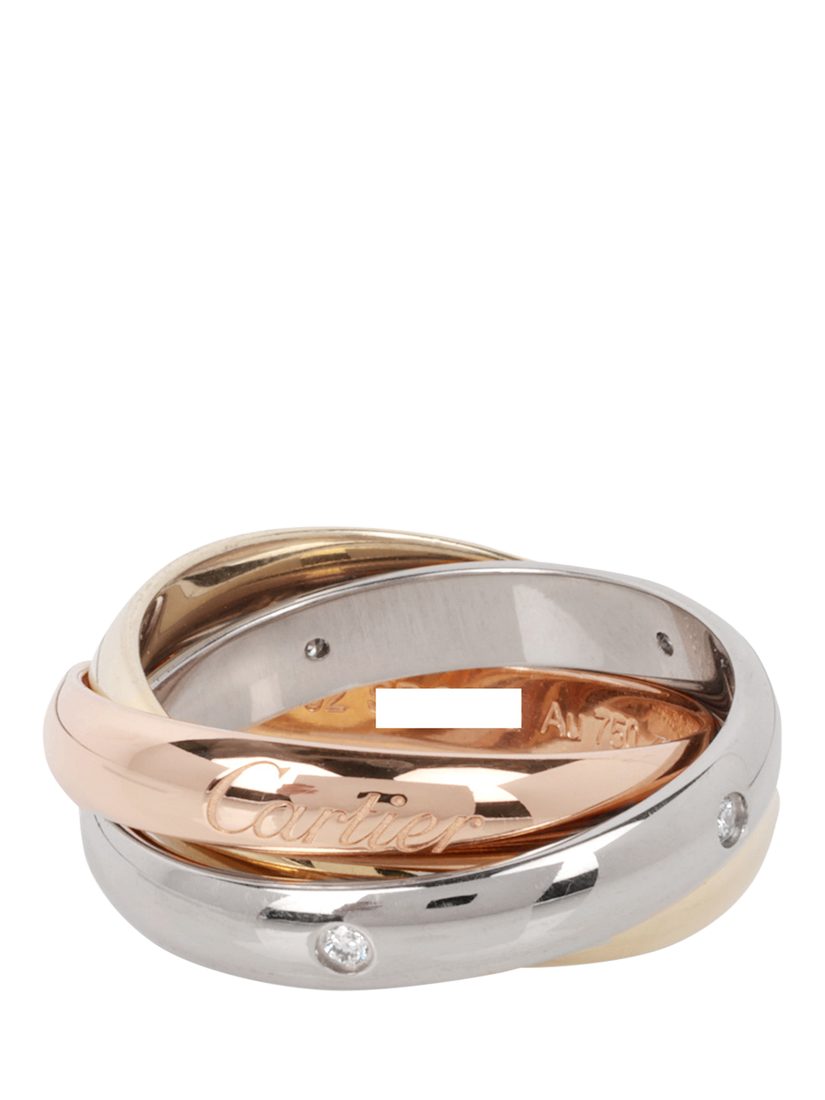 Product image 3 of 7, which shows Pre-loved Cartier Diamond Set 18ct White Gold, 18ct Yellow Gold and 18ct Rose Gold Medium Trinity Ring, Size L1/2