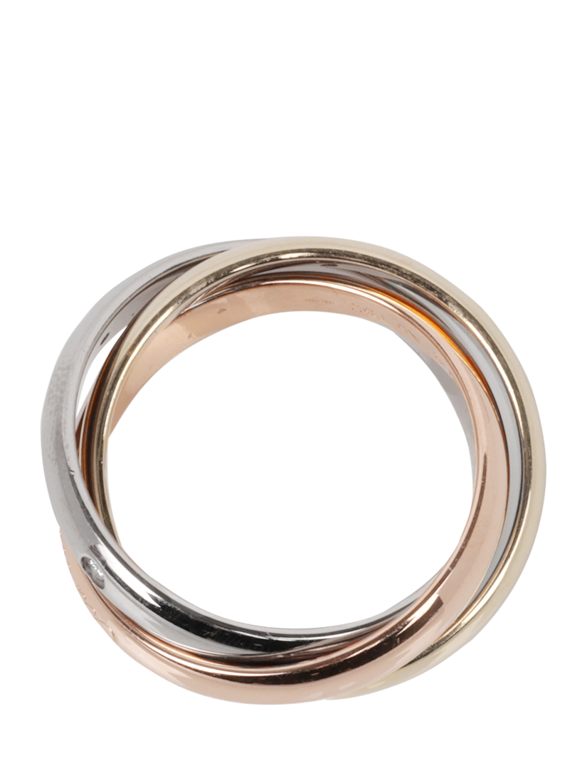 Product image 5 of 7, which shows Pre-loved Cartier Diamond Set 18ct White Gold, 18ct Yellow Gold and 18ct Rose Gold Medium Trinity Ring, Size L1/2