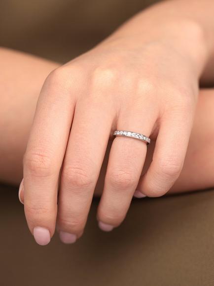 Pre-loved Tiffany & Co. Brilliant Cut Diamond Platinum Full Eternity Ring, Size J - view 2, Platinum