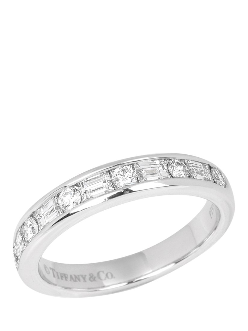 Product image 1 of 6, which shows Pre-loved Tiffany & Co. Mixed Cut Diamond Platinum Half Eternity Ring, Size L