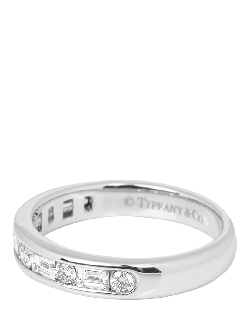 Product image 4 of 6, which shows Pre-loved Tiffany & Co. Mixed Cut Diamond Platinum Half Eternity Ring, Size L